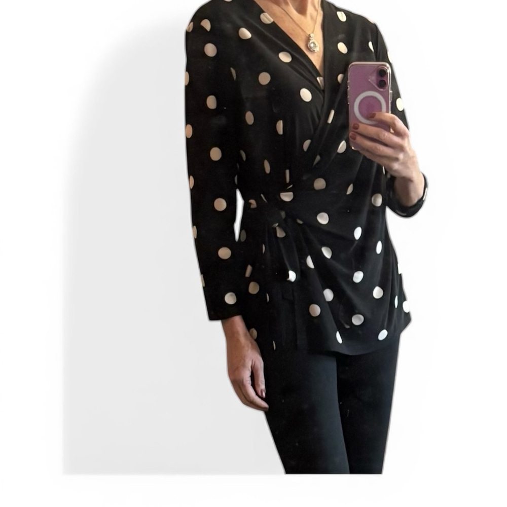 Anne Klein Black and White Polka Dot Blouse